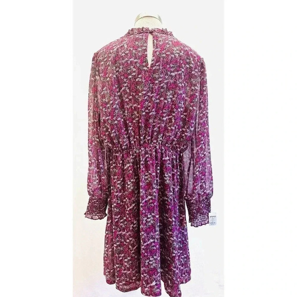 NWT DRAPER JAMES Women Long Sleeve Partially Lined Shirred Red Floral Dress XXL - Picture 6 of 12